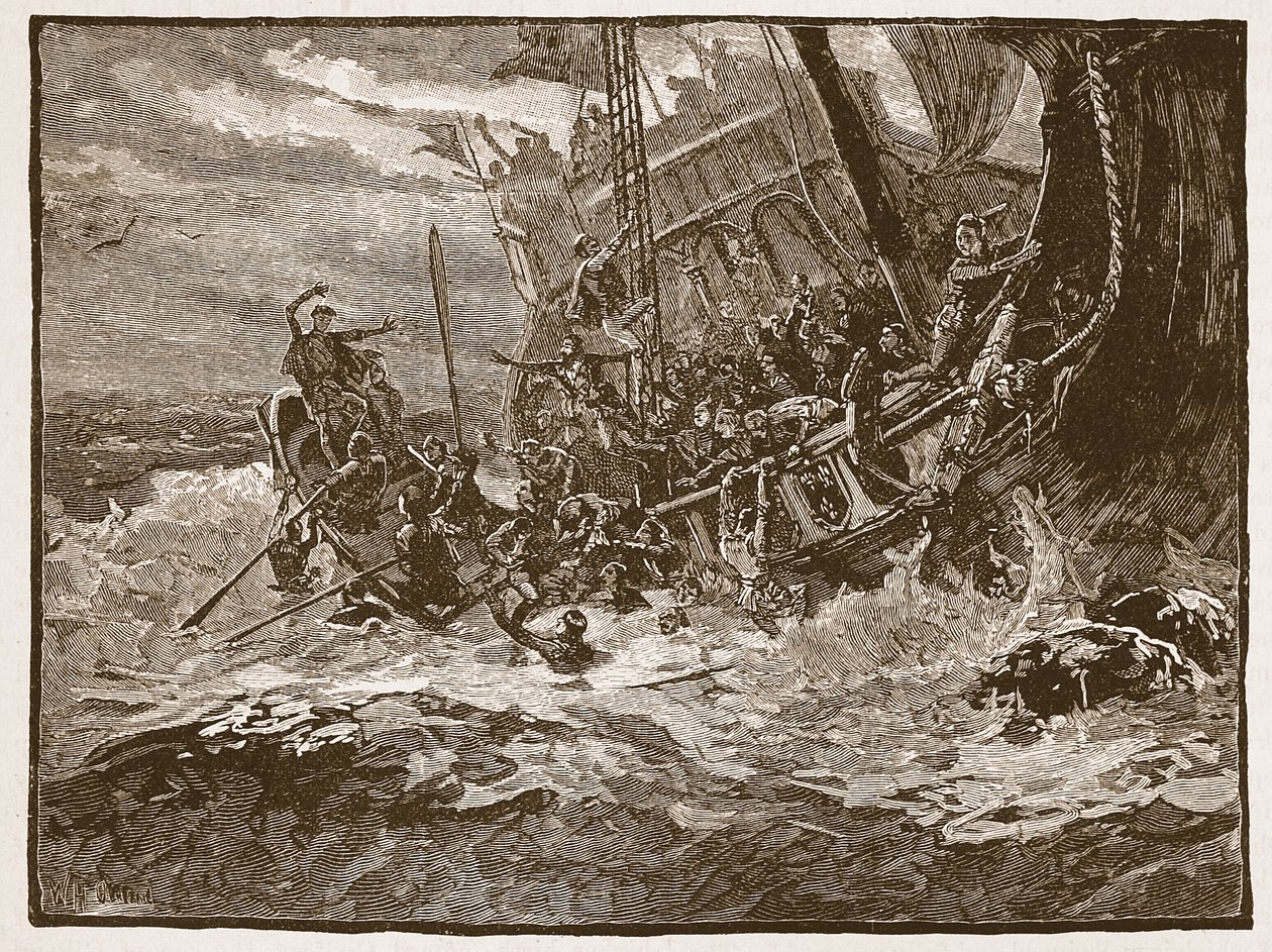 Naufragio del principe Guglielmo, illustrazione da Cassells Illustrated History of England da English School