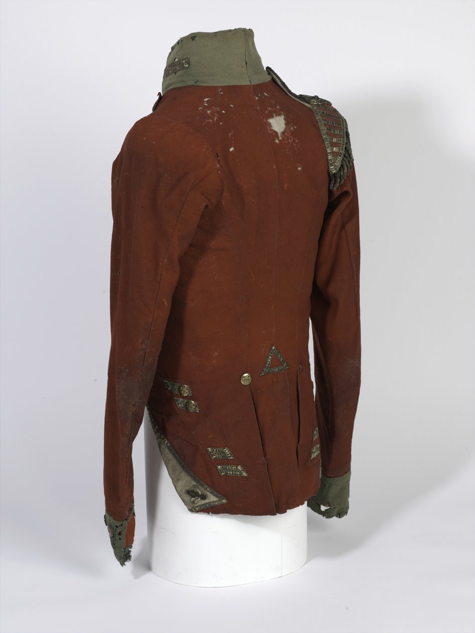 Giubba a coda corta, Ufficiali della Compagnia Leggera, 2° Bn 69° Reggimento (South Lincolnshire), indossata durante la Campagna di Waterloo dal Tenente Henry Anderson, c.1815 da English School