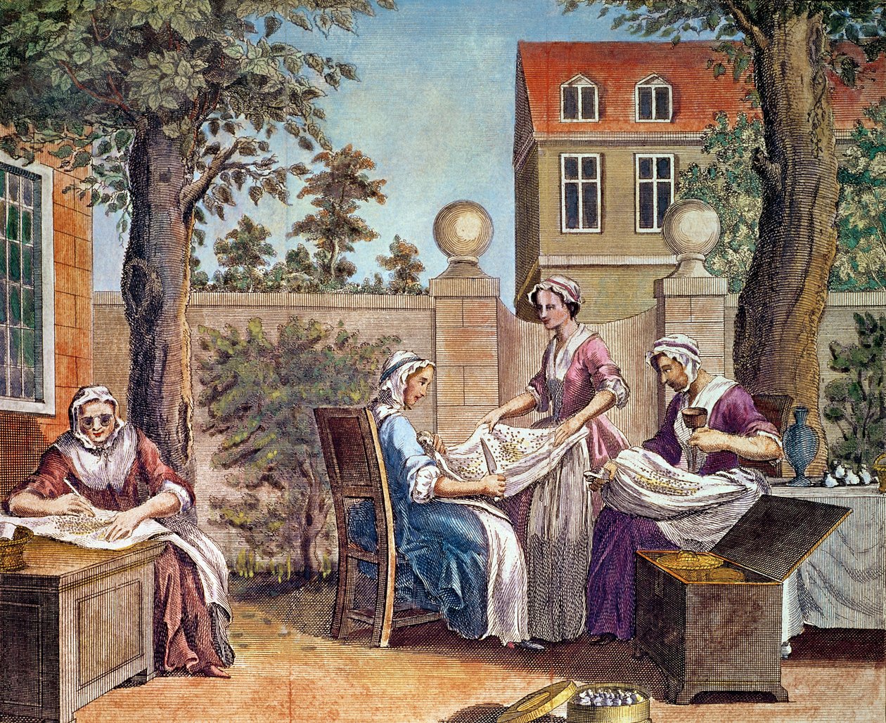 Produzione della seta, inciso da J. Hinton per 