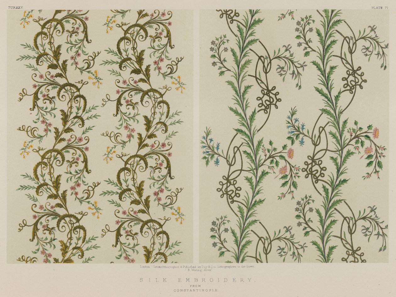 Ricami in seta da Costantinopoli (chromolitho) da English School