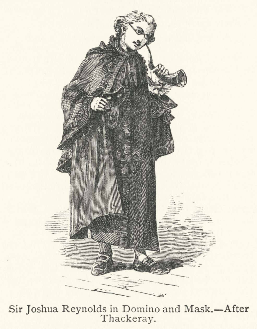 Sir Joshua Reynolds in Domino e maschera (incisione) da English School