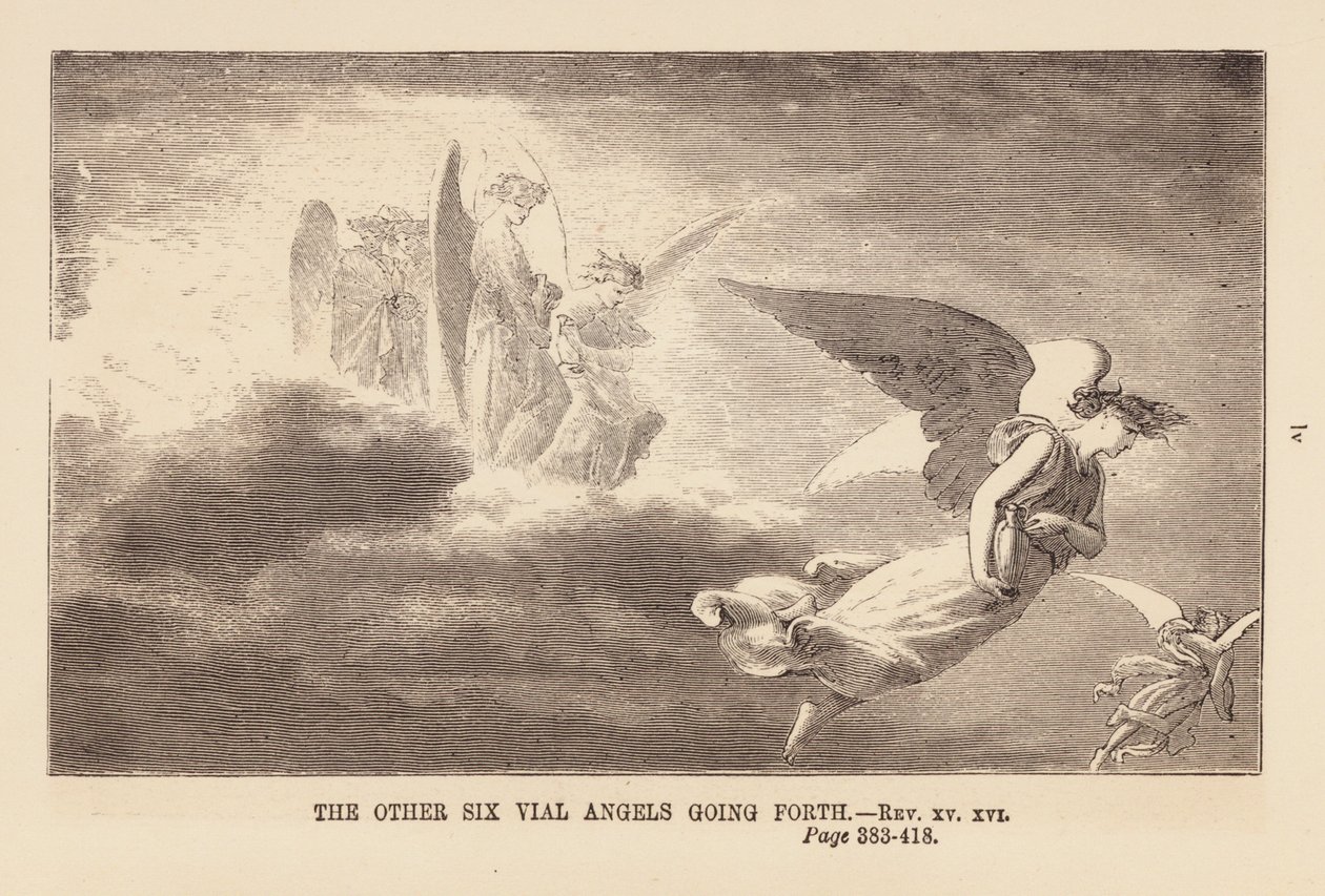 Sei angeli in fiala che escono (incisione) da English School