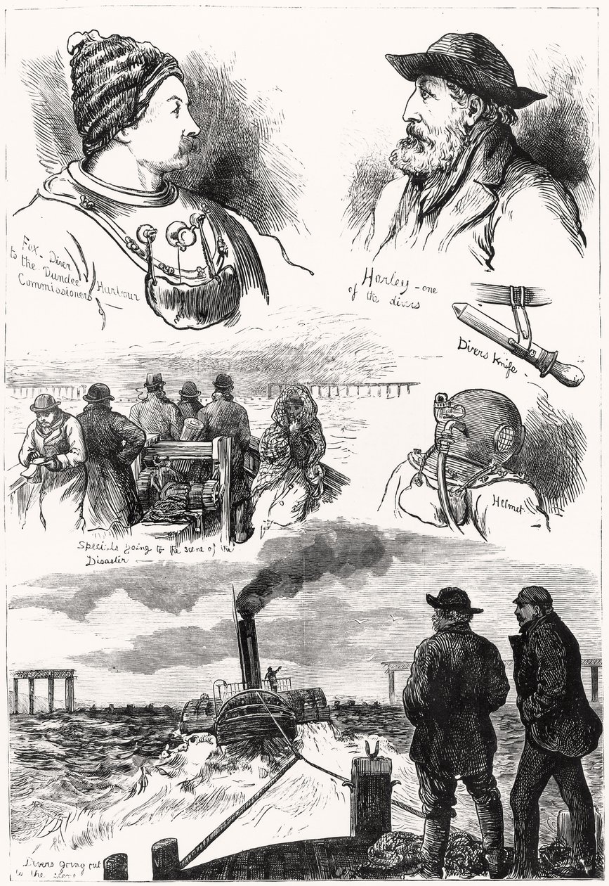 Schizzi del disastro del ponte Tay da English School