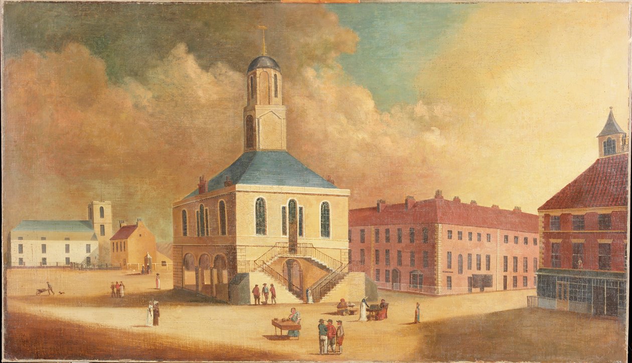 Piazza del mercato di South Shields, c.1800 da English School
