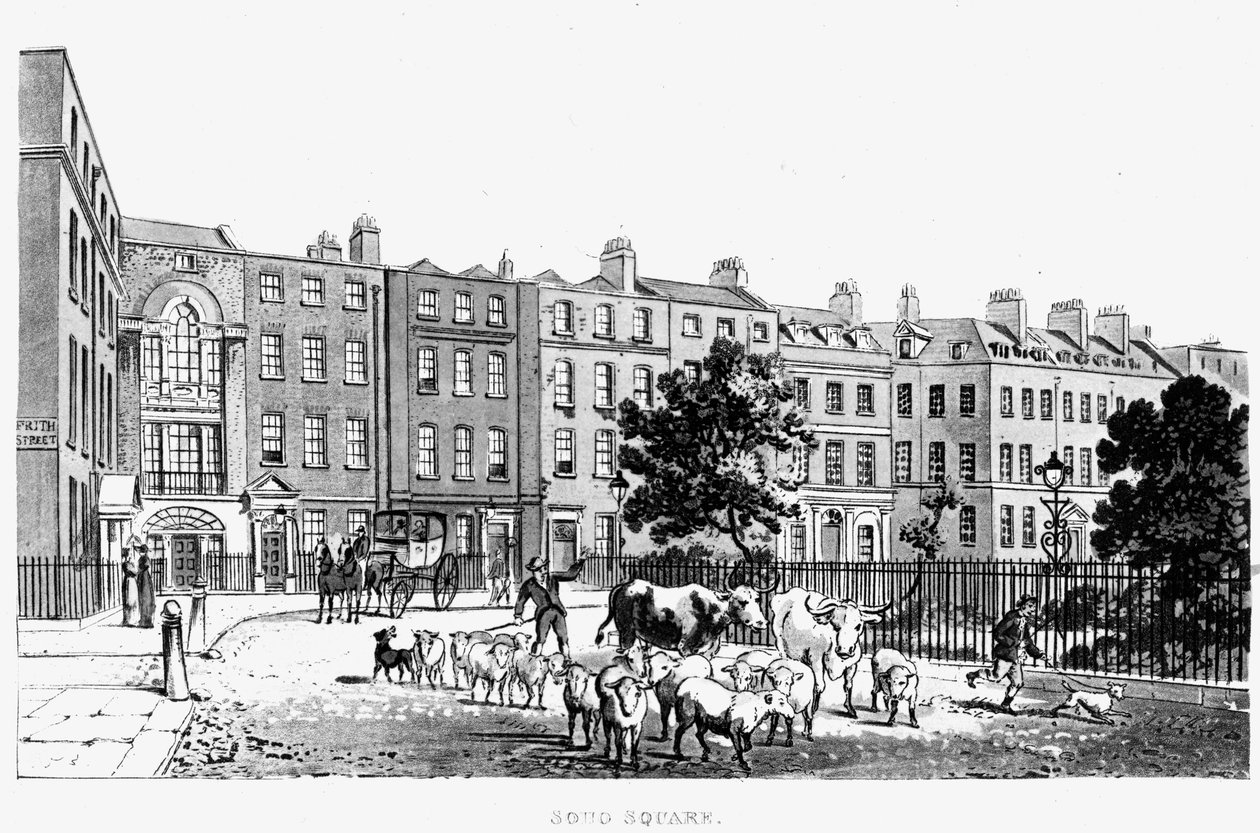 Angolo sud-ovest di Soho Square da English School