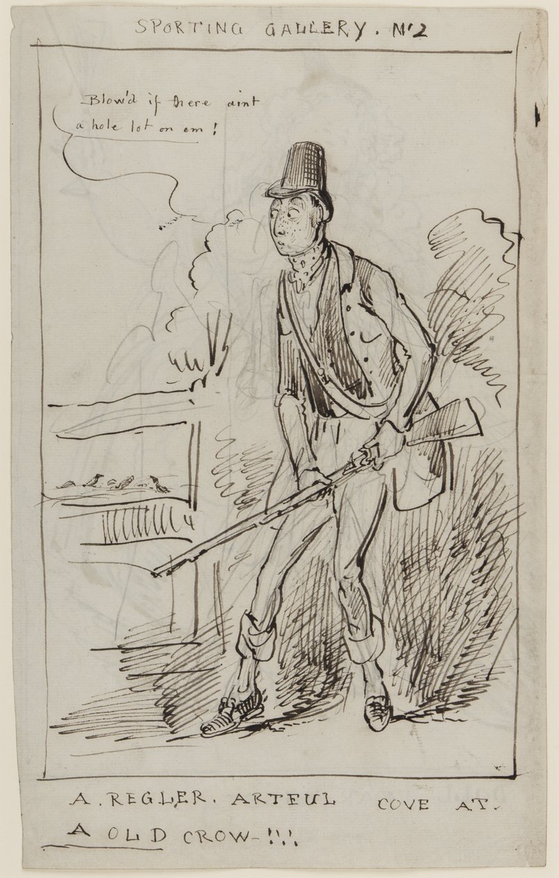 Galleria sportiva n.2, A Regler, Artful Cove at a Old Crow, c.1825 da English School
