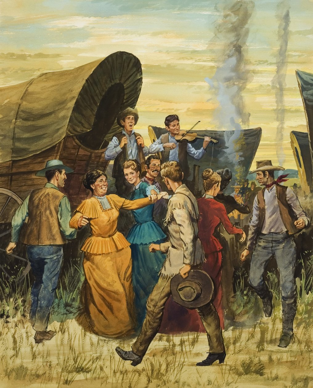 Square Dance (gouache su carta) da English School