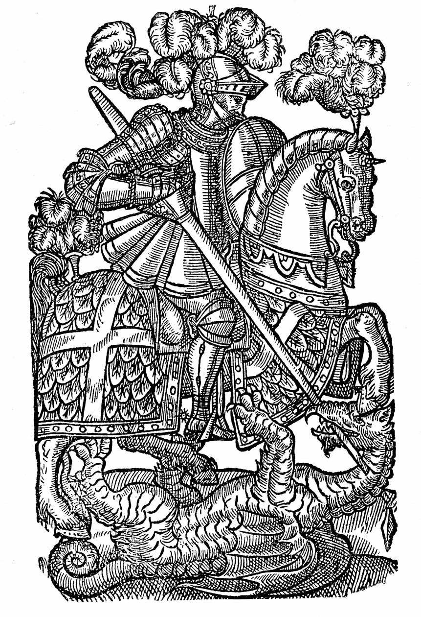 San Giorgio (m. c303), il Cavaliere della Croce Rossa, che uccide il Drago da English School