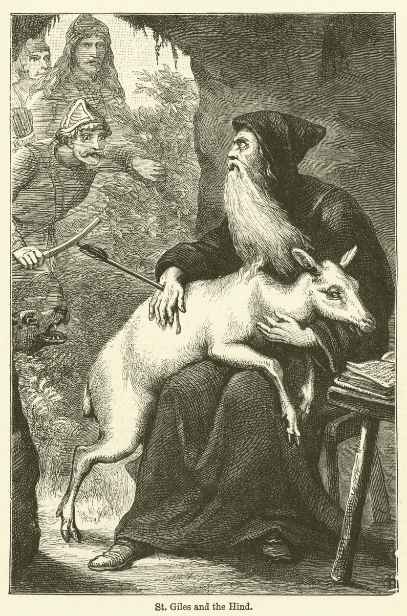 San Giles e la cerva (incisione) da English School