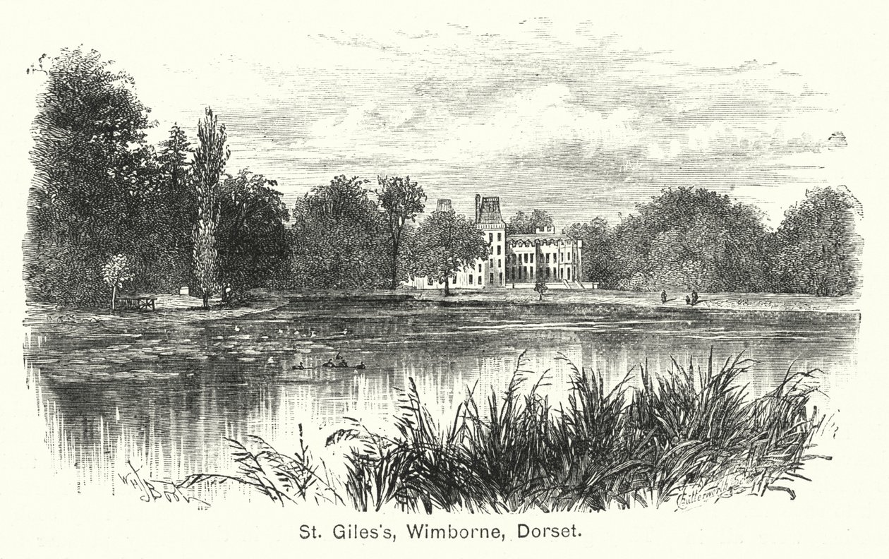 St Giles, Wimborne, Dorset (incisione) da English School