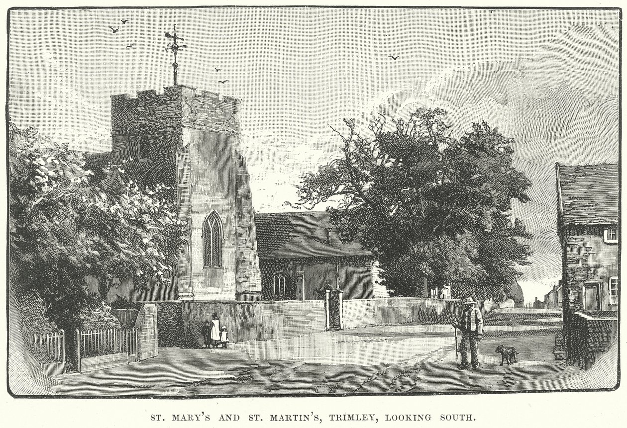 St Mary e St Martin, Trimley, guardando a sud (incisione) da English School