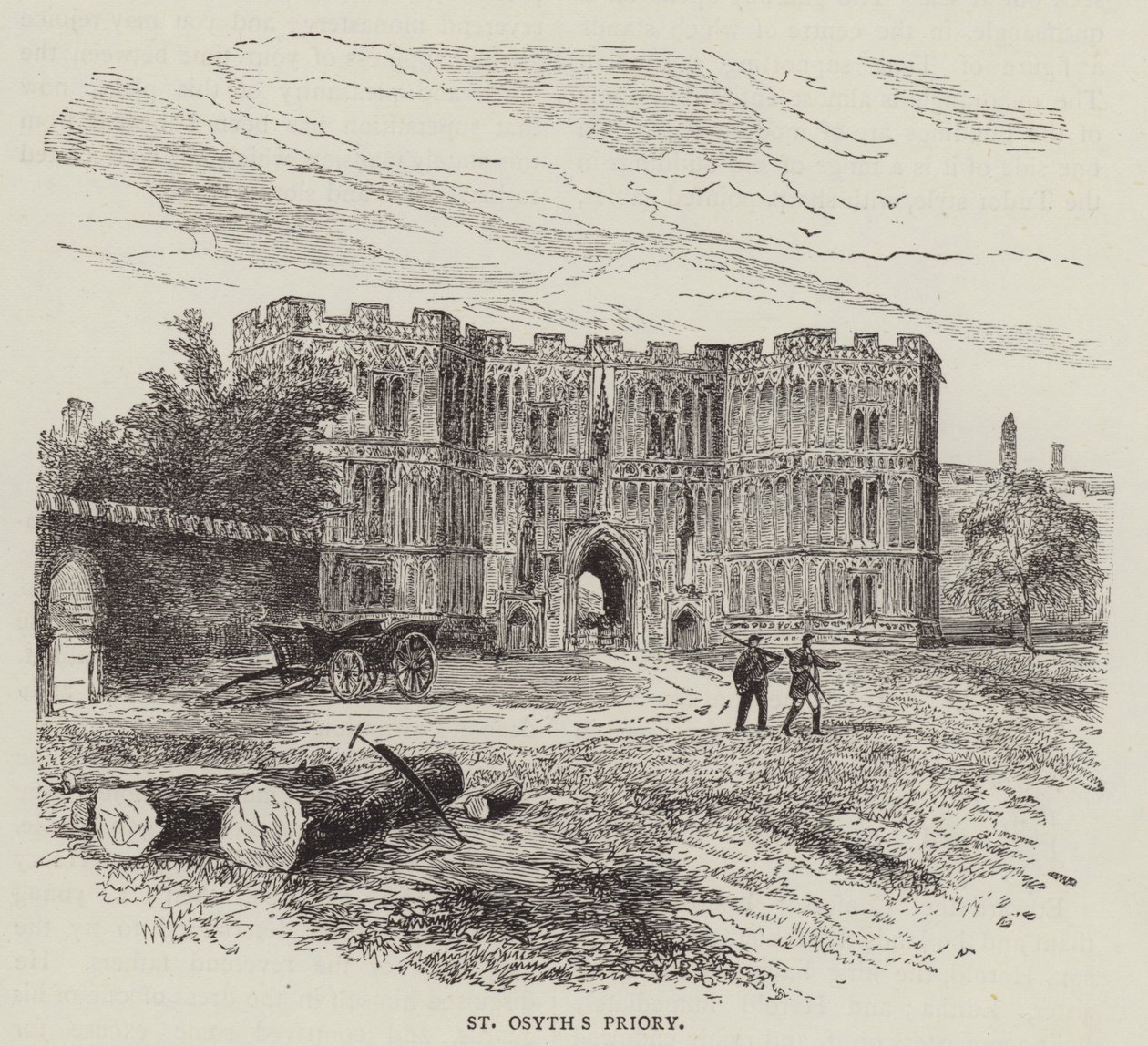 Priorato di St Osyth (incisione) da English School