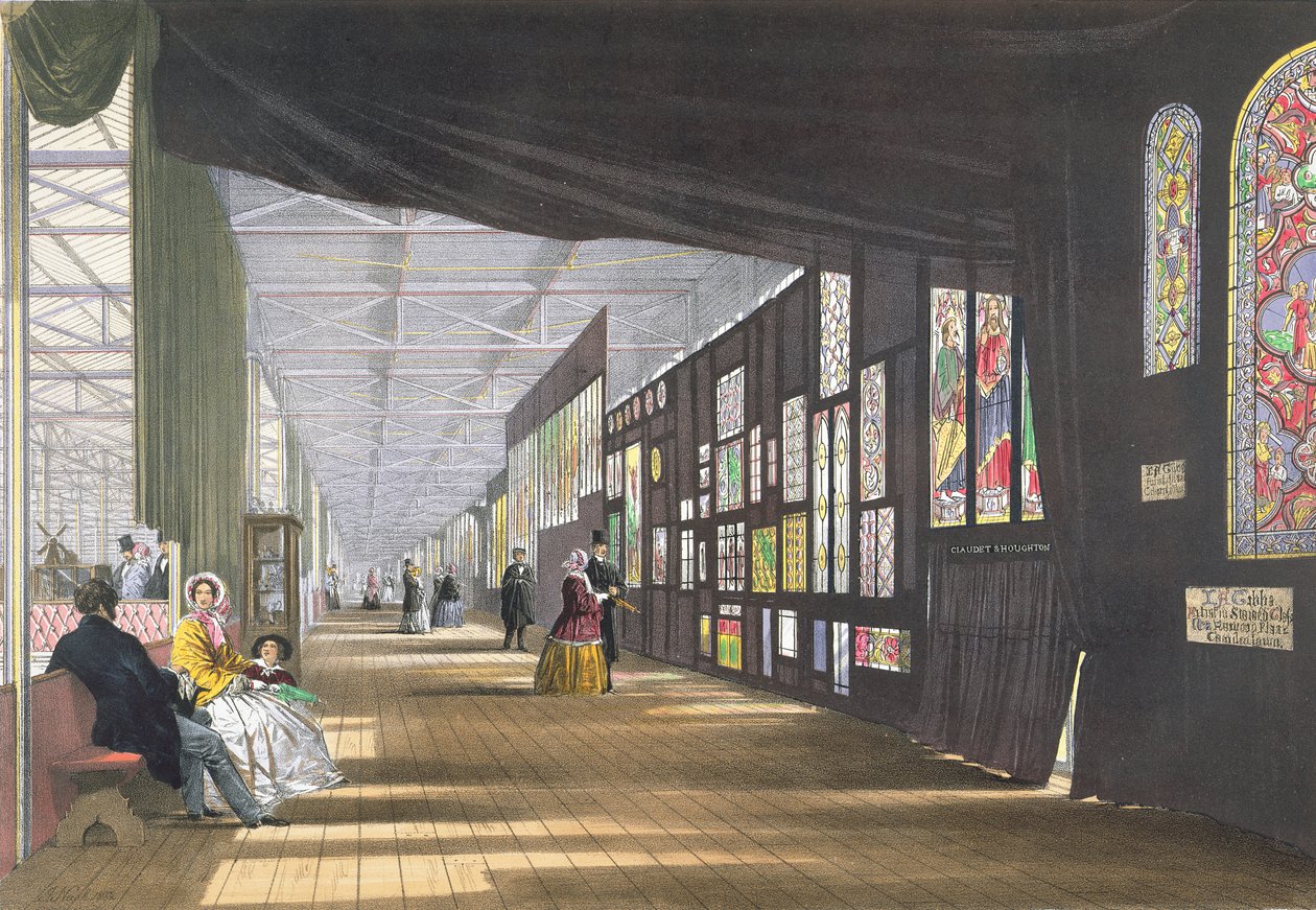 Galleria delle Vetrate, da Immagini Comprensive della Grande Esposizione del 1851 di Dickinson, pubblicato nel 1854 da English School