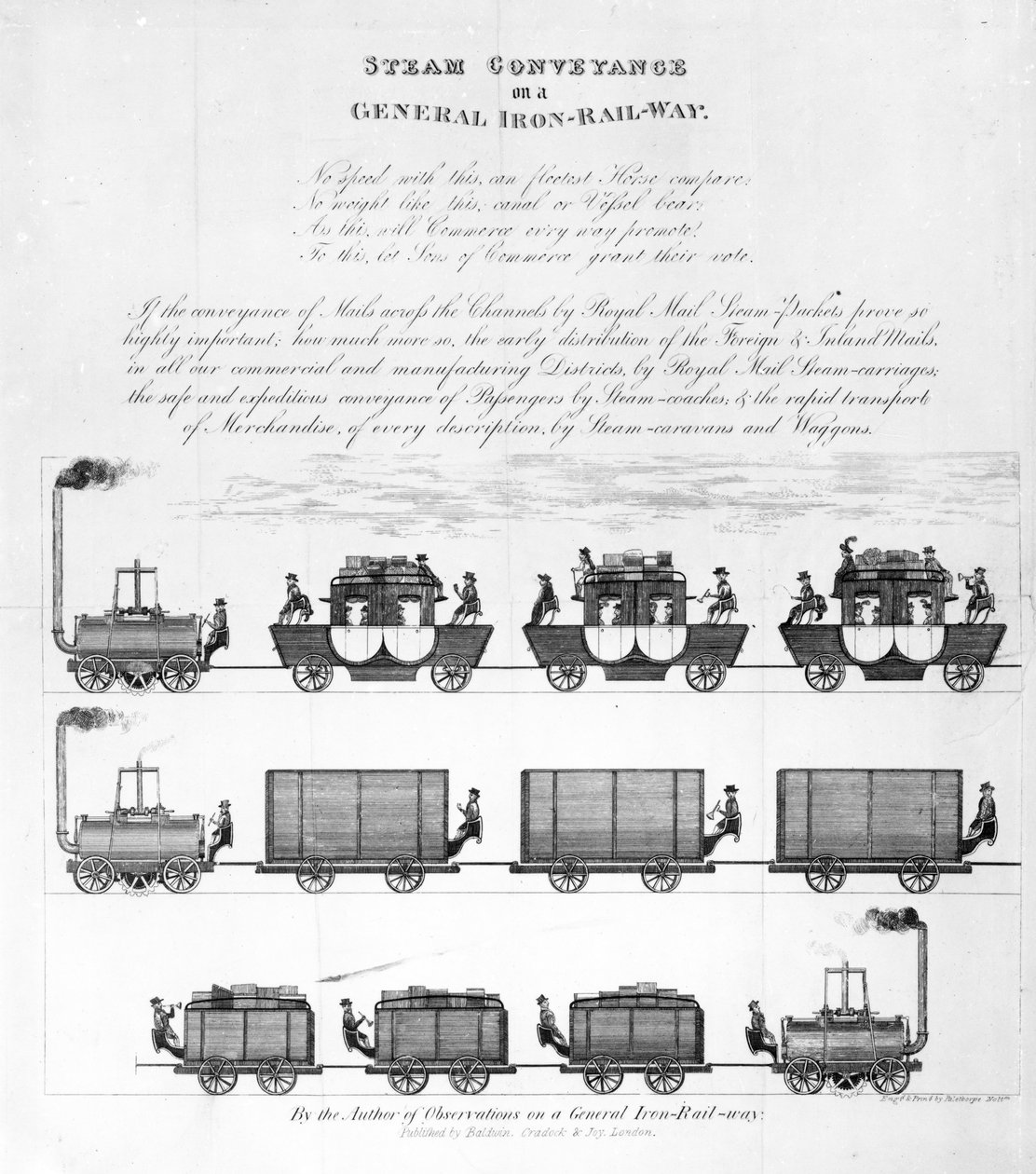 Trasporto a vapore su una ferrovia generale, 1825 da English School
