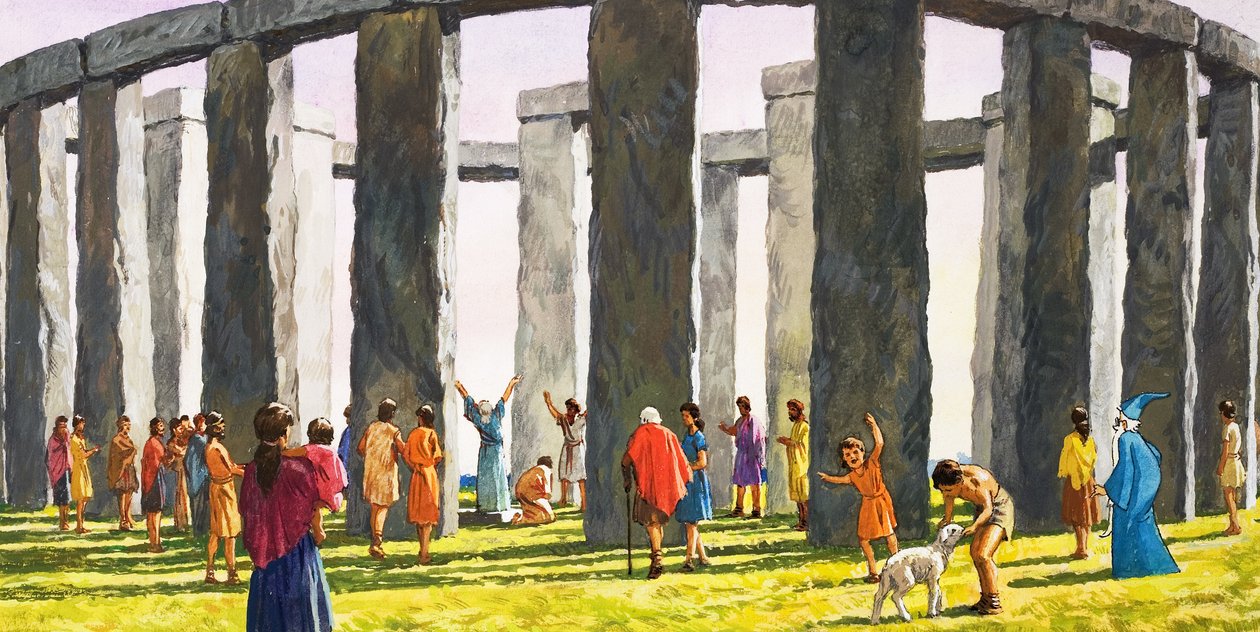 Stonehenge (guazzo su carta) da English School