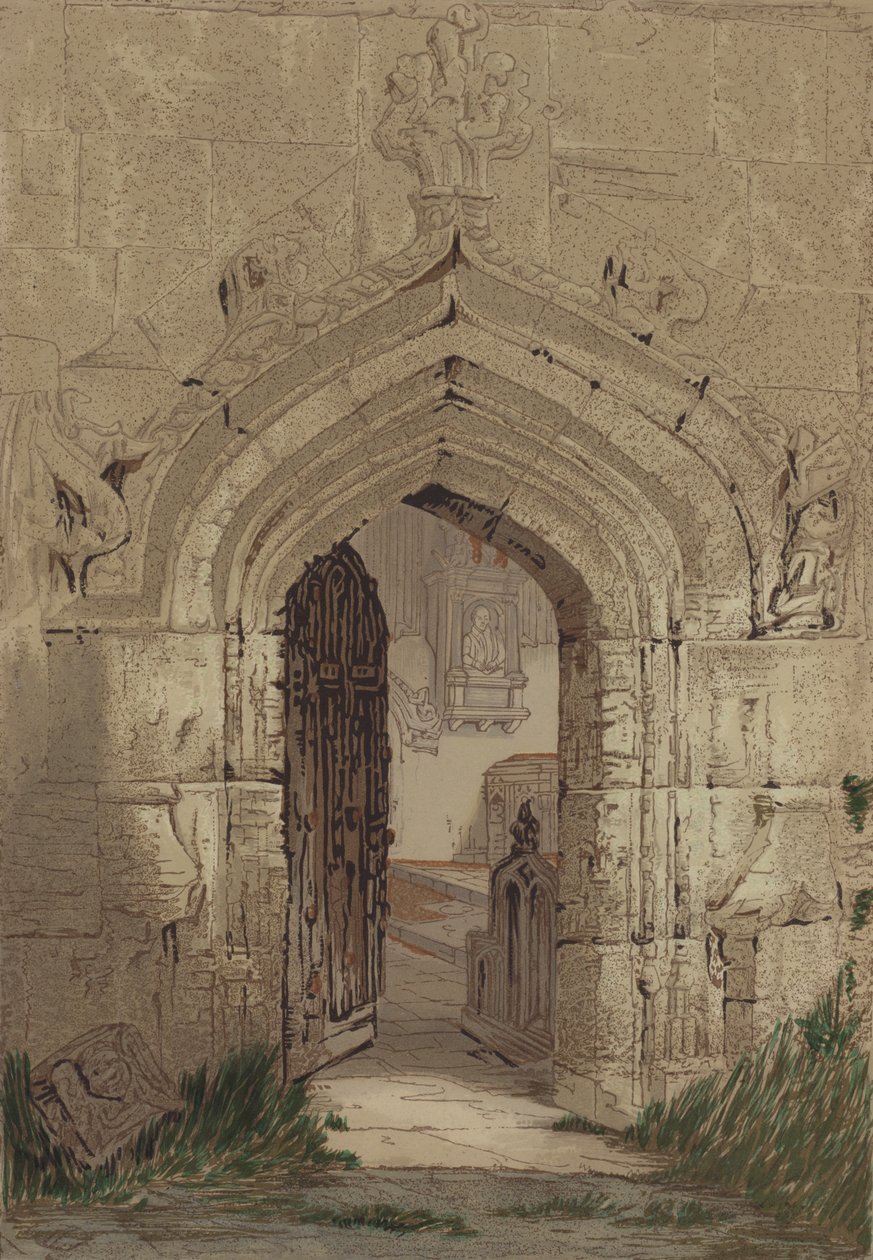 Chiesa di Stratford (litografia a colori) da English School