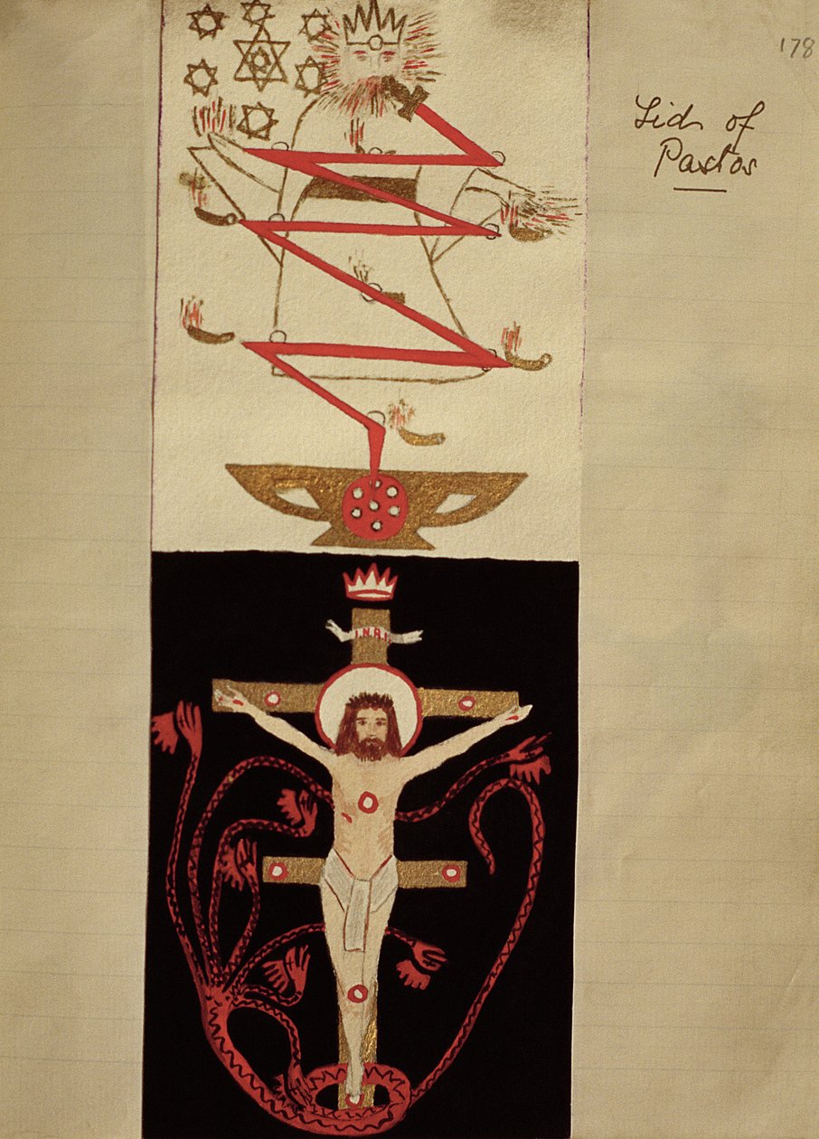 Disegni simbolici sul coperchio del Pastos nella volta degli Adepti, c.1895 da English School