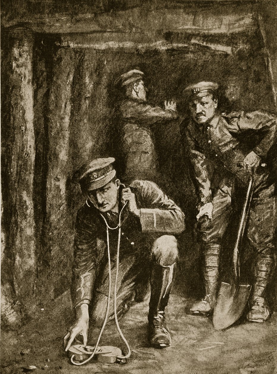 Momento teso nelle operazioni di scavo delle trincee, 1914-19 da English School