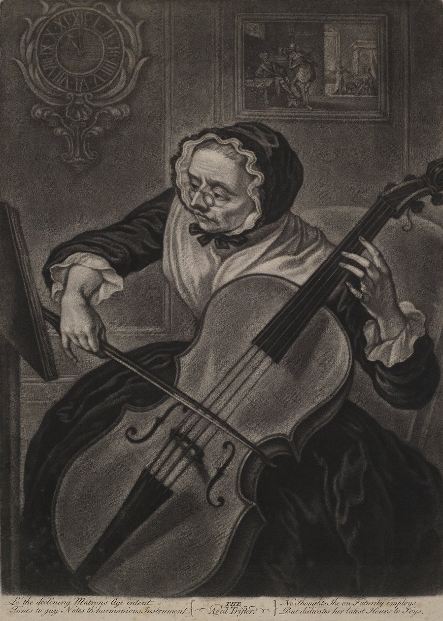 Il vecchio frivolo, c.1750 (mezzotinto) da English School