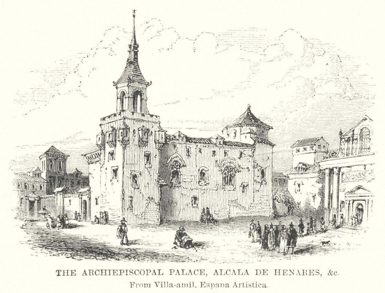 Il Palazzo Arcivescovile, Alcala de Henares ecc. (incisione) da English School