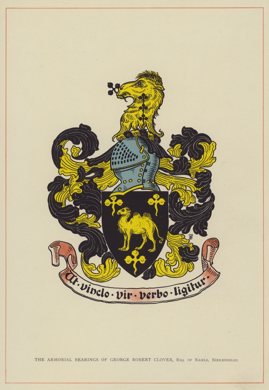 I fregi araldici di George Robert Clover, Esquire di Ramle, Birkenhead (litografia a colori) da English School