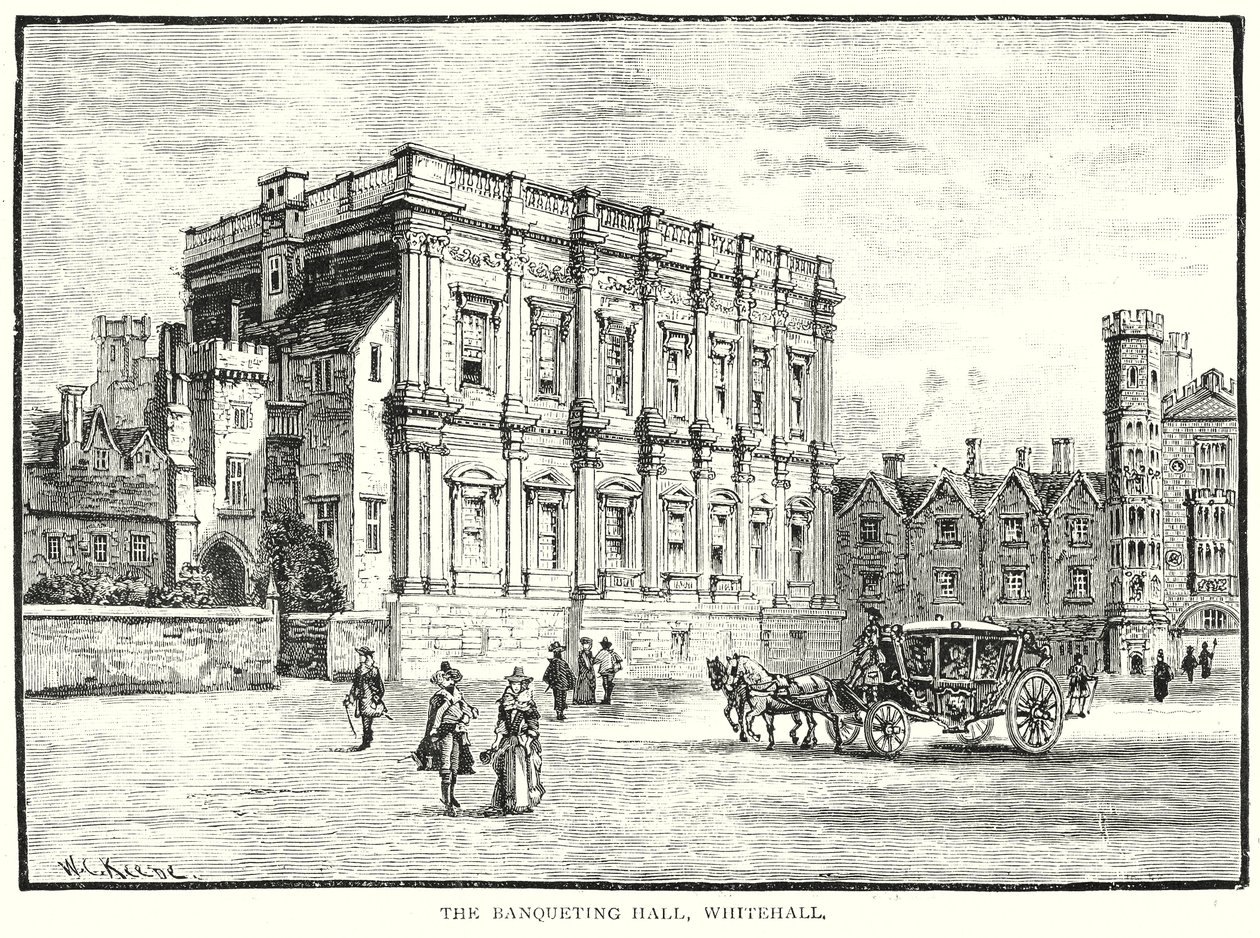 La sala dei banchetti, Whitehall (incisione) da English School