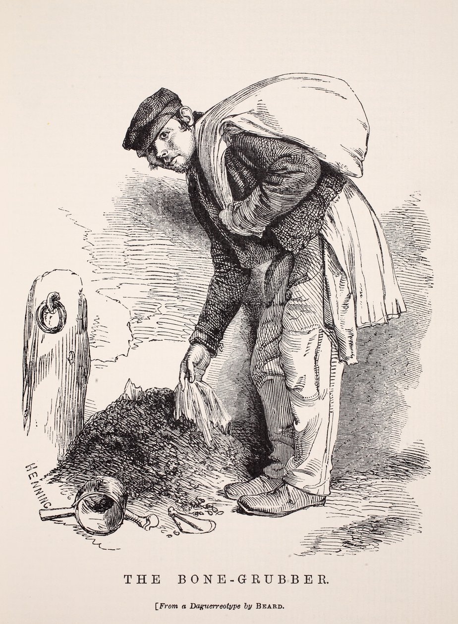 Il raccoglitore di ossa, dopo un dagherrotipo di Richard Beard, illustrazione da London Labour and London Poor di Henry Mayhew, pub. 1862 da English School