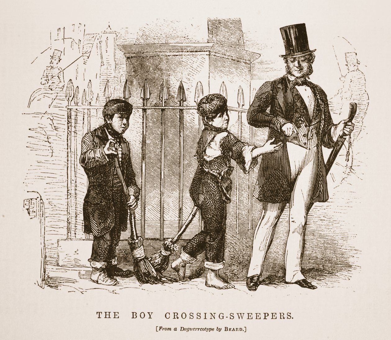 I ragazzi spazzini, dal dagherrotipo di Richard Beard, illustrazione da London Labour and London Poor di Henry Mayhew, pub. 1862 da English School