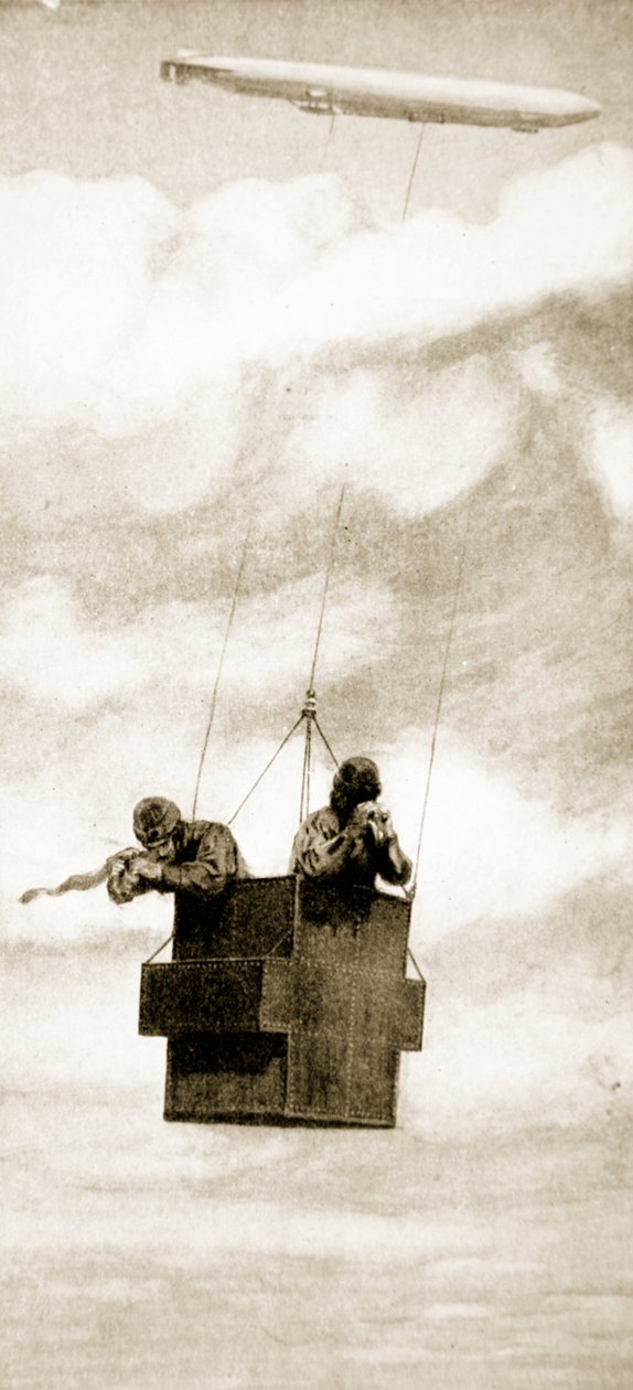 La gabbia antiproiettile del lanciatore di bombe Zeppelin, 1914-19 da English School
