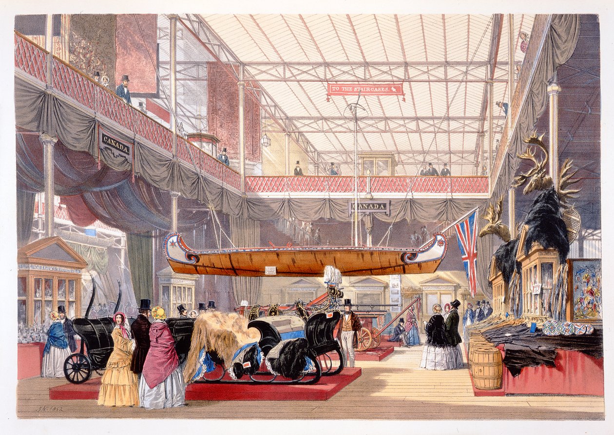 La Sala Canadese da Dickinsons Comprehensive Pictures of the Great Exhibition of 1851..., pubblicato da Dickinson Brothers, 1854 da English School