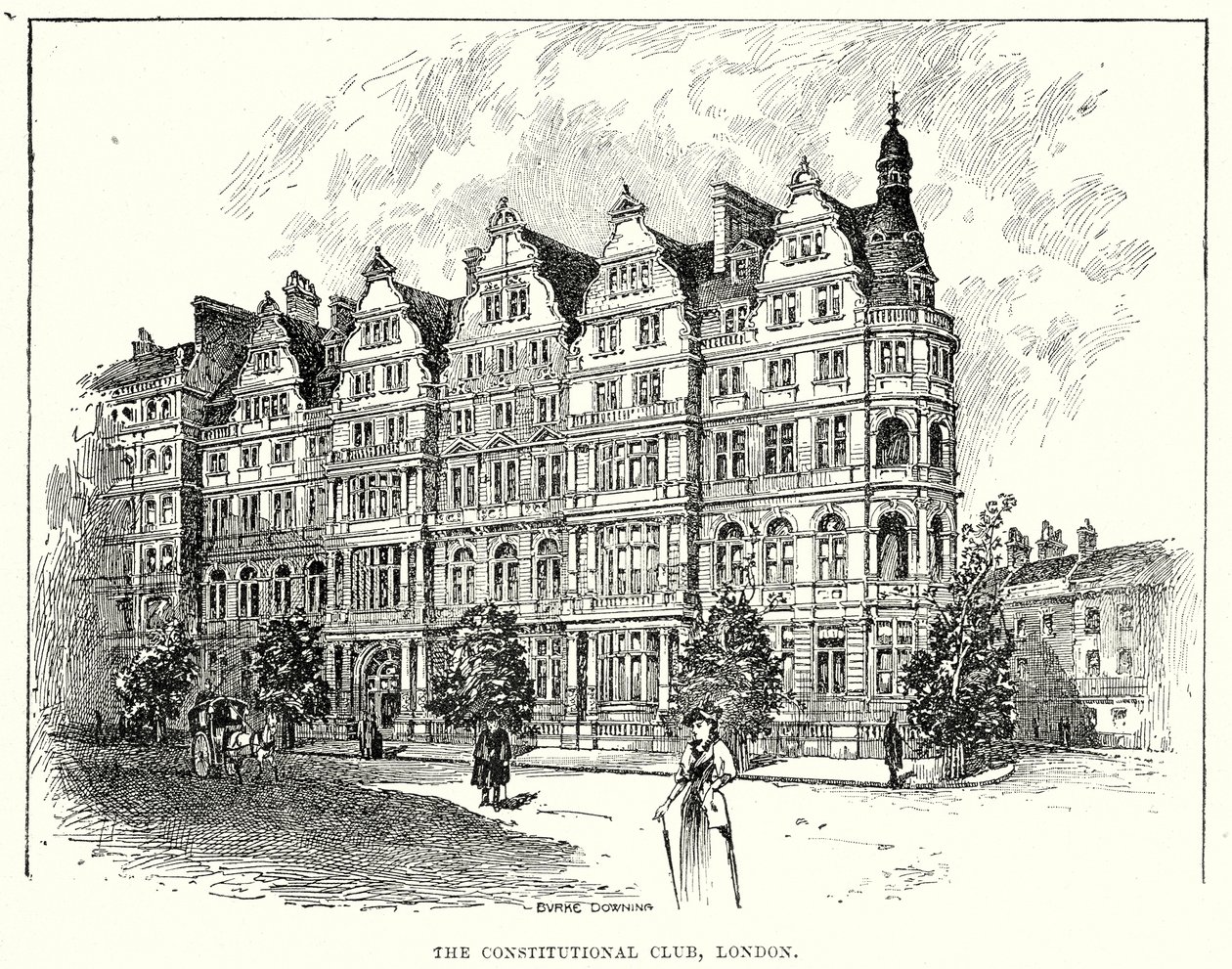 Il Constitutional Club, Londra (incisione) da English School