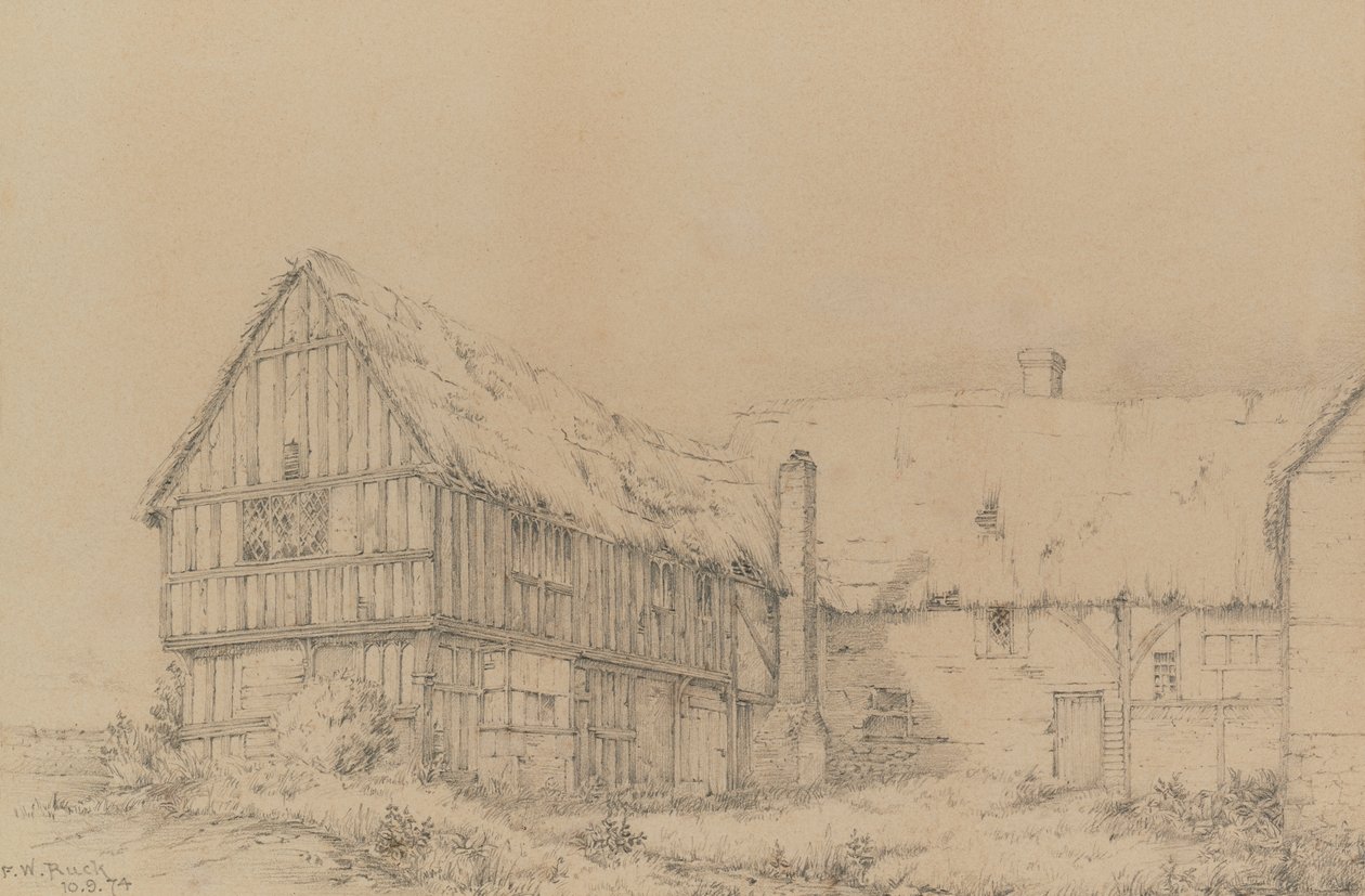 La Corte Lodge a East Farleigh, vicino a Maidstone, c.1874 (matita) da English School