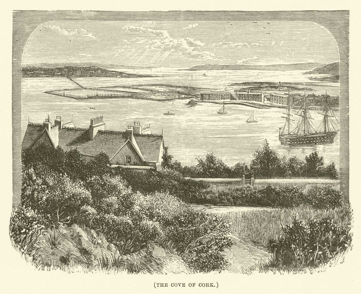 La baia di Cork (incisione) da English School