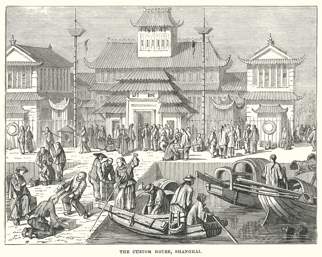 La Custom House, Shanghai (incisione) da English School