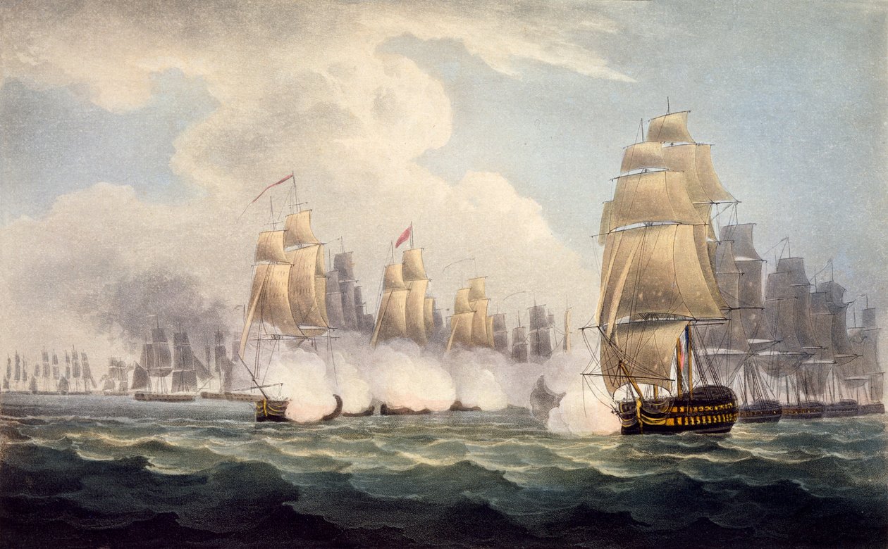 La sconfitta dei francesi sotto Linois da parte dello squadrone del commodoro Dance, 15 febbraio 1804, da The Naval Chronology of Great Britain di J. Ralfe da English School