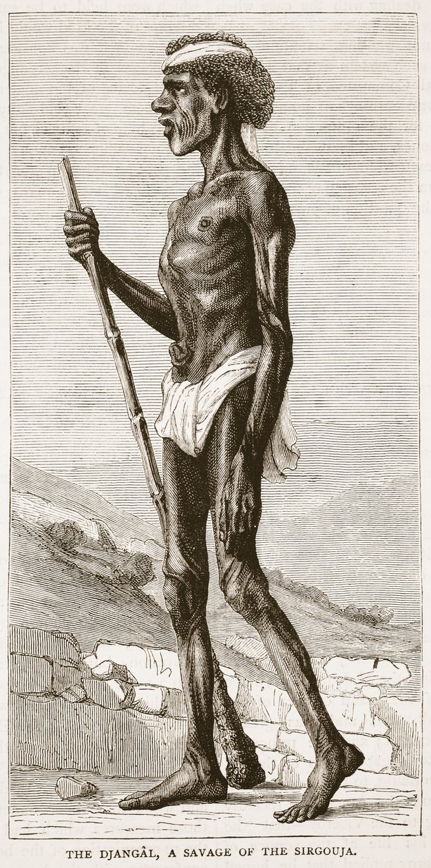 Il Djangal, un Selvaggio del Sirgouja, illustrazione da Cassells Illustrated History of England da English School