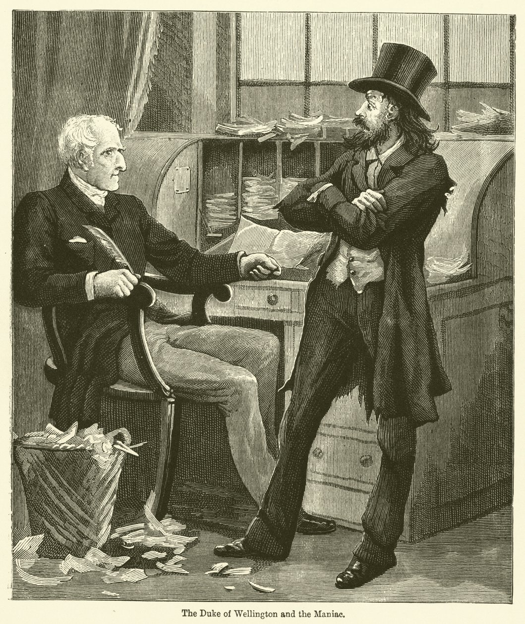 Il Duca di Wellington e il Maniaco (incisione) da English School