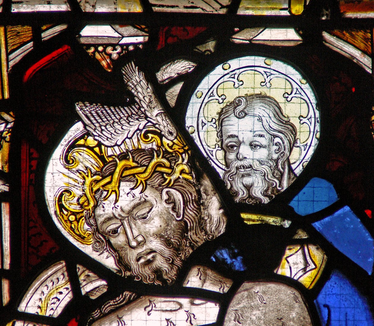 Vetrata orientale raffigurante la Trinità e il donatore John Walker da English School