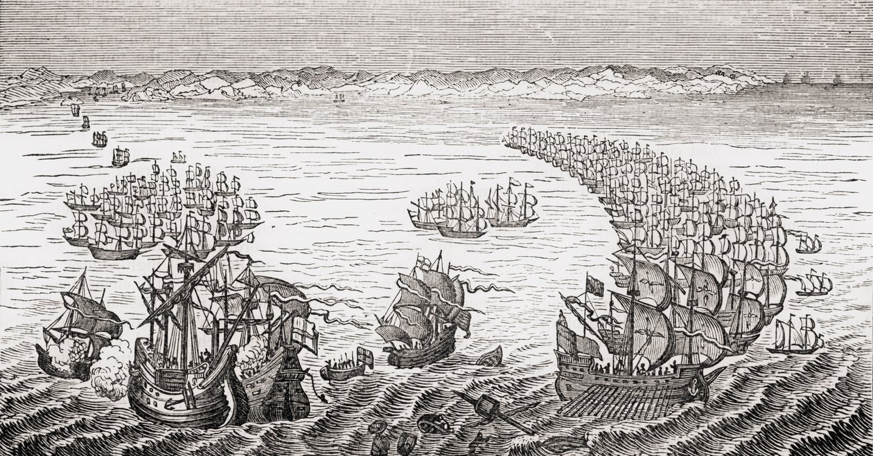 La flotta inglese, comandata da Sir Francis Drake, attacca l