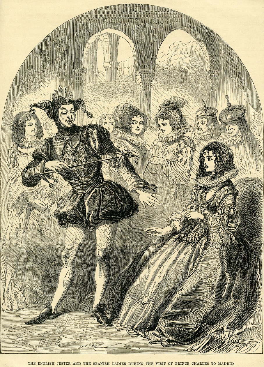 Il giullare inglese e le dame spagnole durante la visita del Principe Carlo a Madrid da English School