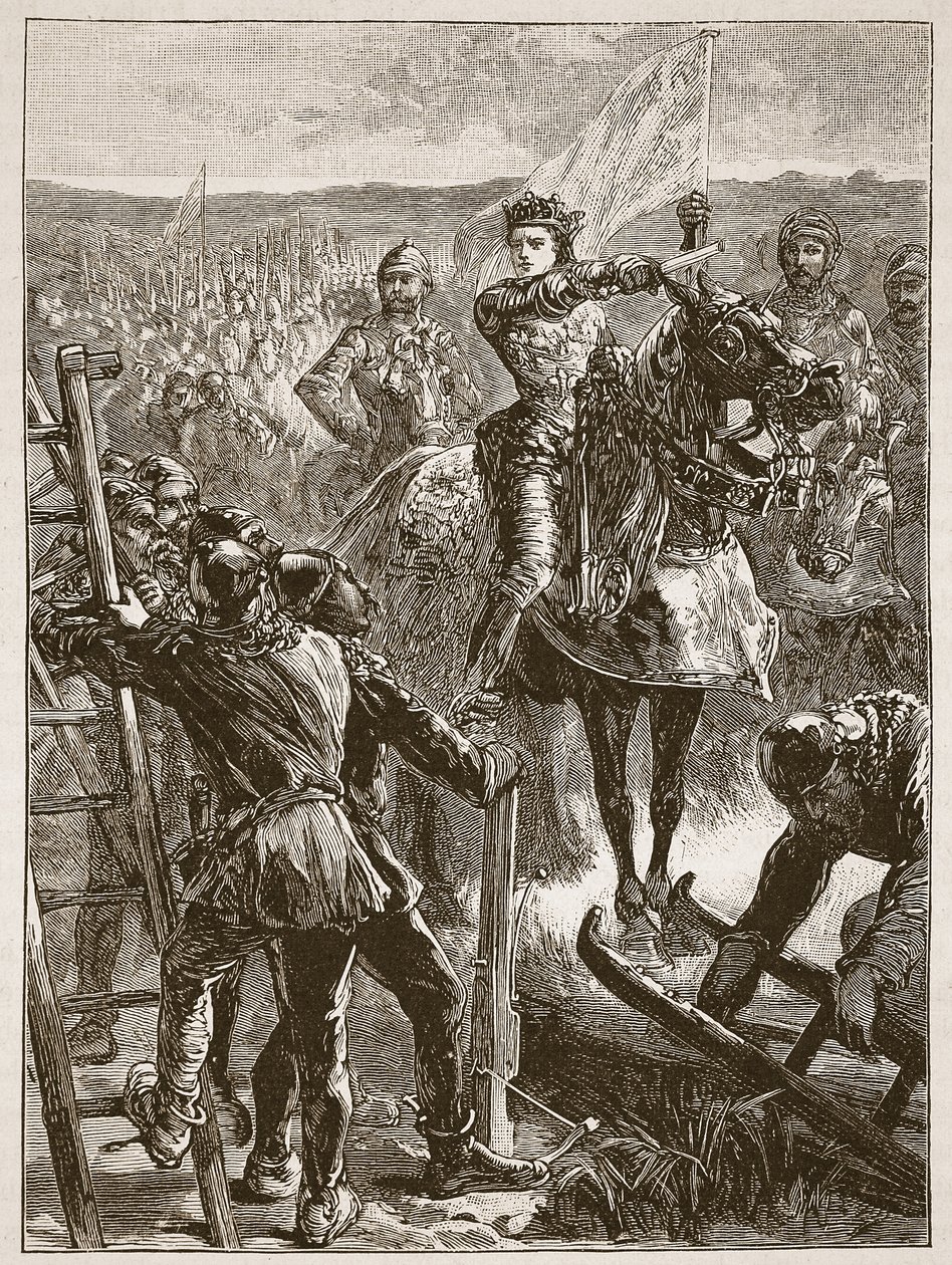 Gli inglesi davanti a Harfleur, illustrazione da Cassells Illustrated History of England da English School
