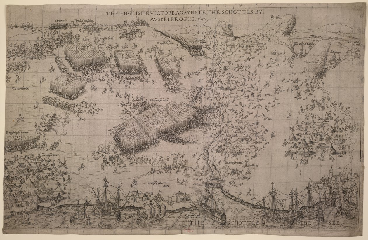 La vittoria inglese contro gli scozzesi a Muskelbroghe, 1547 da English School