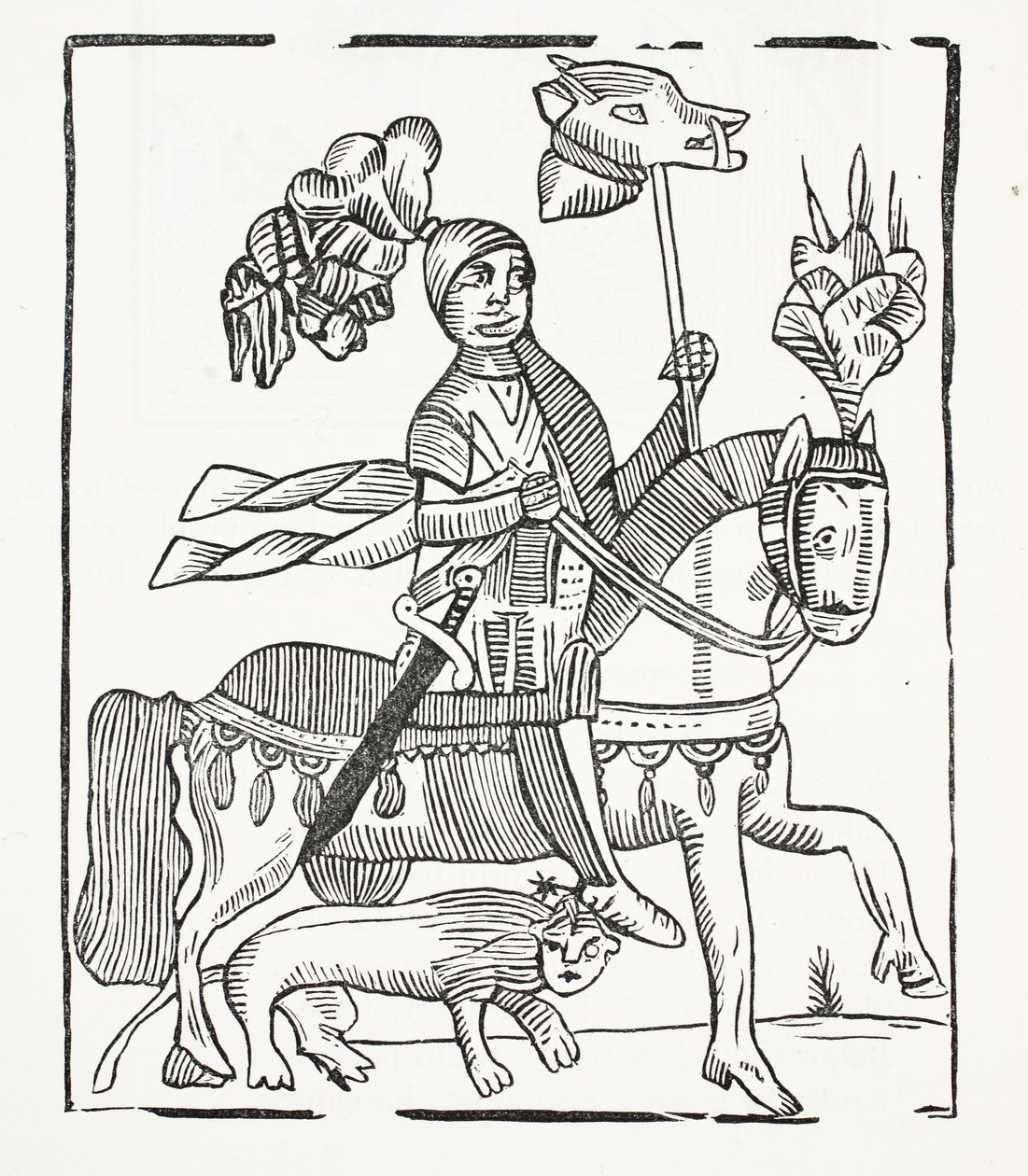 La famosa storia di Guy, conte di Warwick, illustrazione da Chap-books del XVIII secolo di John Ashton, pub. 1882 da English School