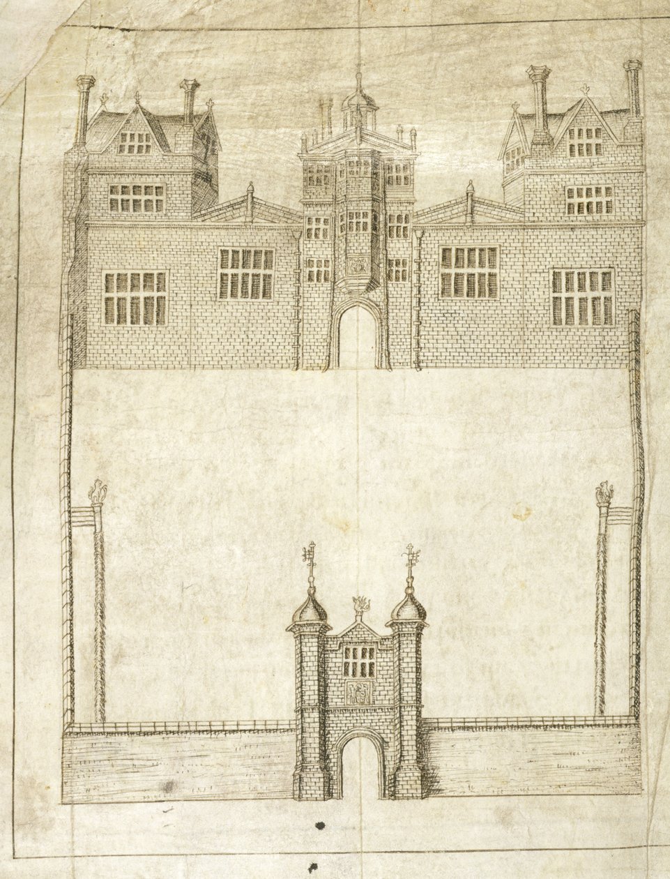 La facciata di Wilton House (dettaglio) da English School