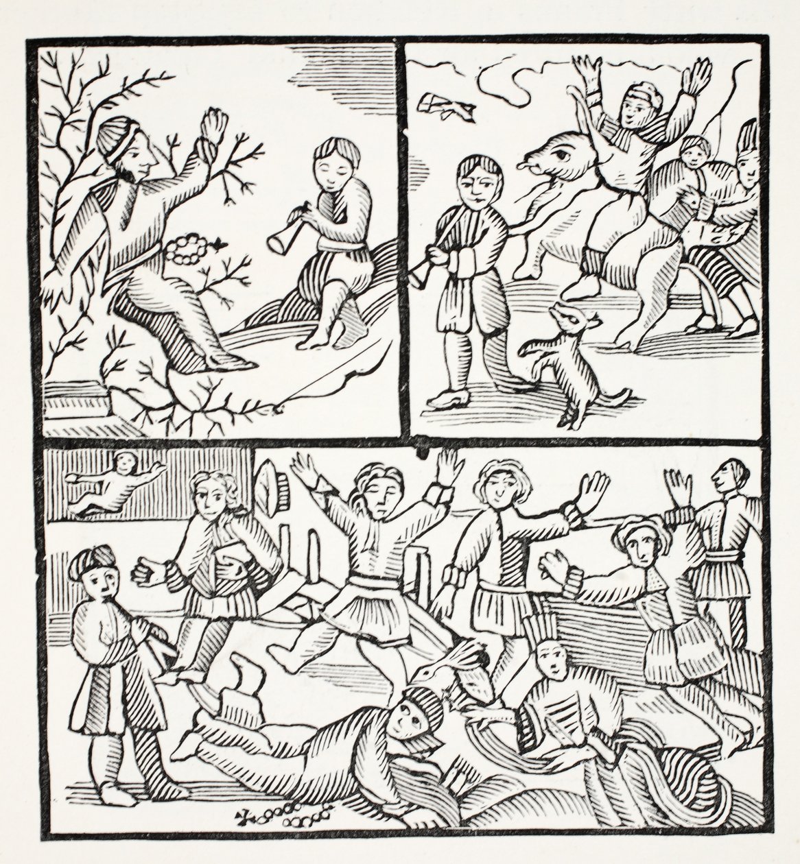 Il frate e il ragazzo, illustrazione da Chap-books del XVIII secolo di John Ashton, pub. 1882 da English School