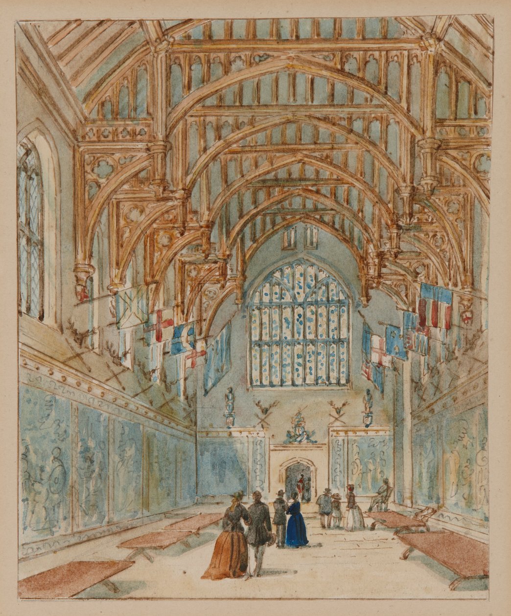 La Grande Sala, Hampton Court Palace, c.1860-70 da English School