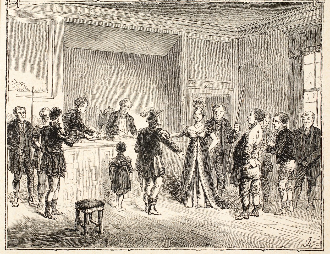 La Mano e le Forbici, Un Caso davanti alla Corte di Pie-Poudre, da un disegno datato 1811 da English School