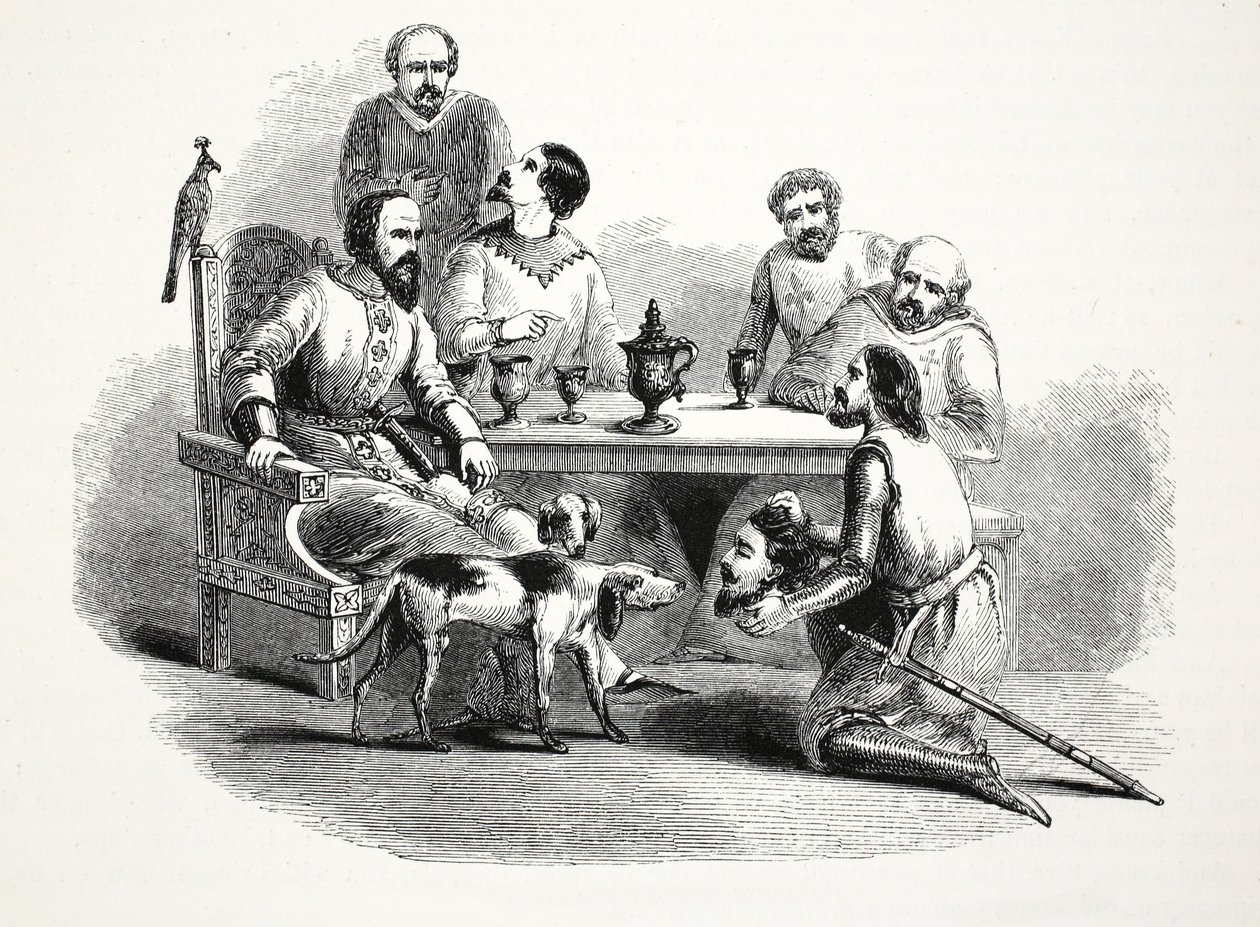 La Testa di Llewelyn portata a Edoardo al Castello di Conway da English School