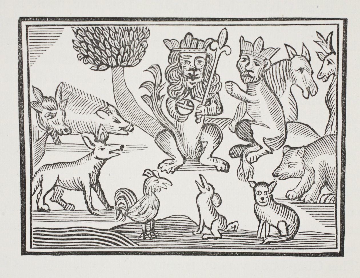 La Storia di Reynard la Volpe, illustrazione da Chap-books of the Eighteenth Century di John Ashton, pub. 1882 da English School