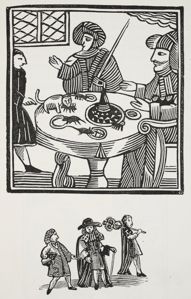 La storia di Sir Richard Whittington, tre volte sindaco di Londra, illustrazione da Chap-books del XVIII secolo di John Ashton, pub. 1882 da English School